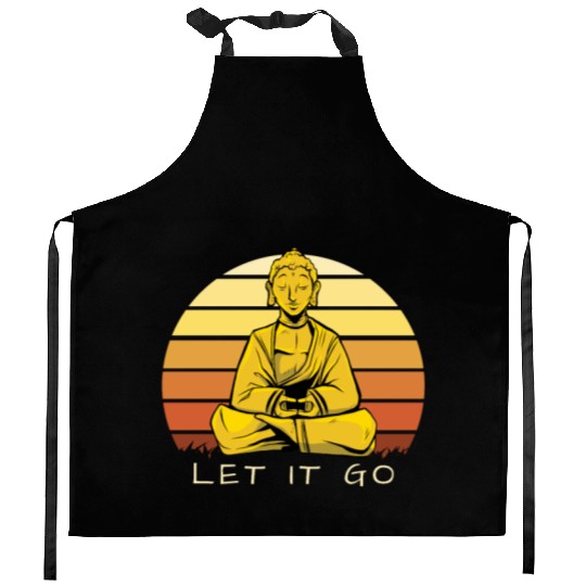 Let It Go Buddha Meditation Sunset Art Kitchen Aprons
