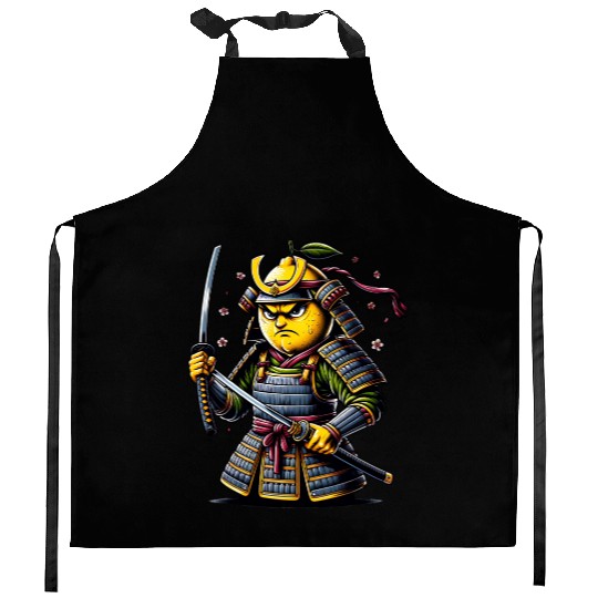 Samurai Lemon Warrior Blossom Art Kitchen Aprons