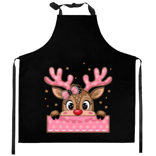 Glitter Coquette Pink Christmas Kitchen Aprons