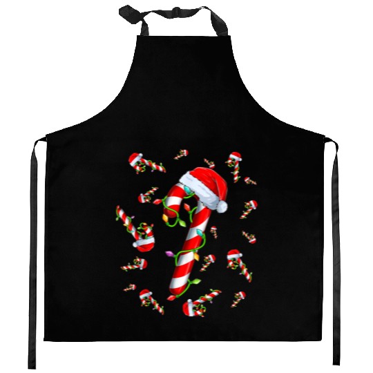 Candy Cane Merry and Bright Red and White Candy Kitchen Aprons
