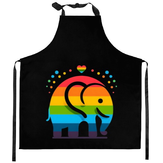 Rainbow Elephant Kitchen Aprons
