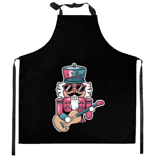 Nutcracker Playing Guitar Kitchen Aprons
