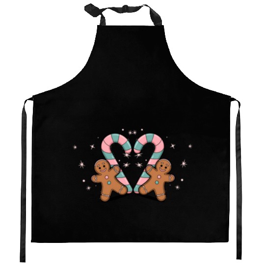 Festive Candy Cane & Gingerbread Holidays Kitchen Aprons