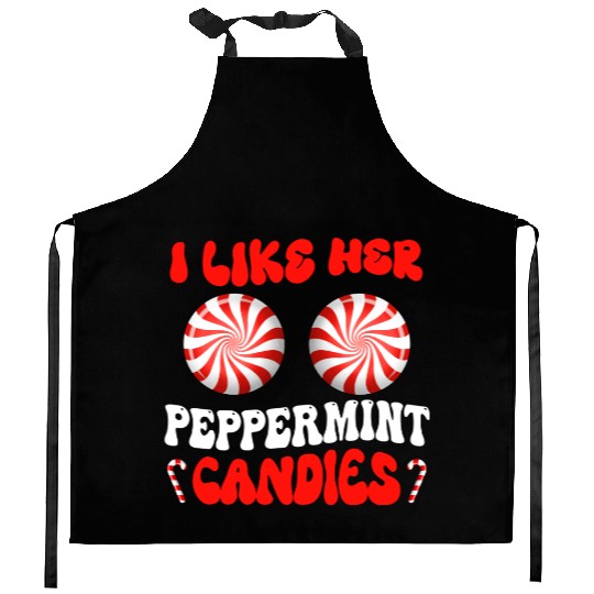 I Like Her Peppermint Candies Couples Christmas Kitchen Aprons