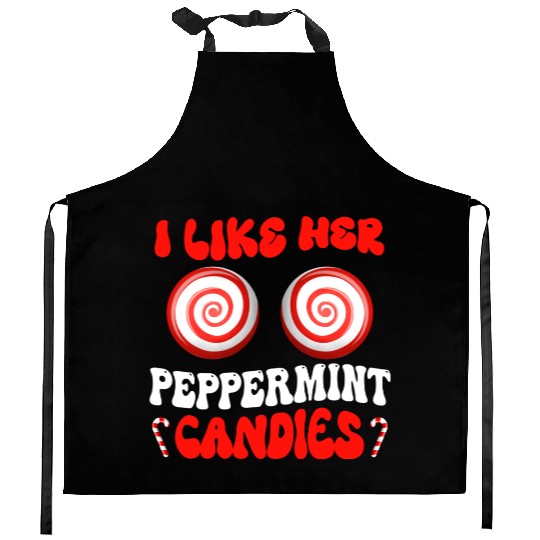 I Like Her Peppermint Candies Couples Christmas Kitchen Aprons
