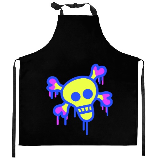 Pirate Skull and Bones Skeleton Graffiti Drops Fun Kitchen Aprons