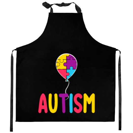 Autism Awareness Balloon - Spread Love and Support Kitchen Aprons