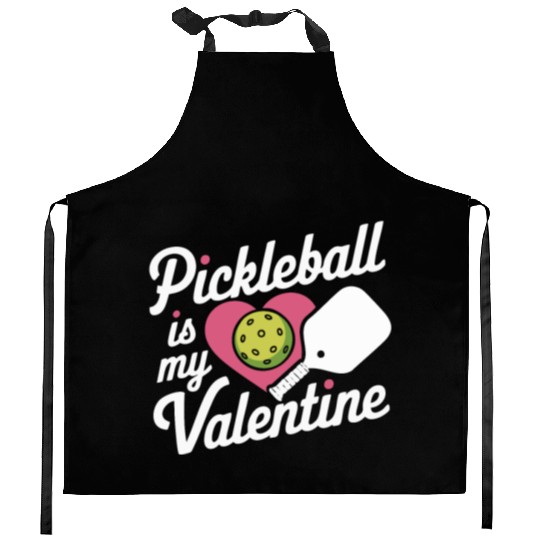 Valentines Day Pickleball Paddle Ball Heart Cute Kitchen Aprons