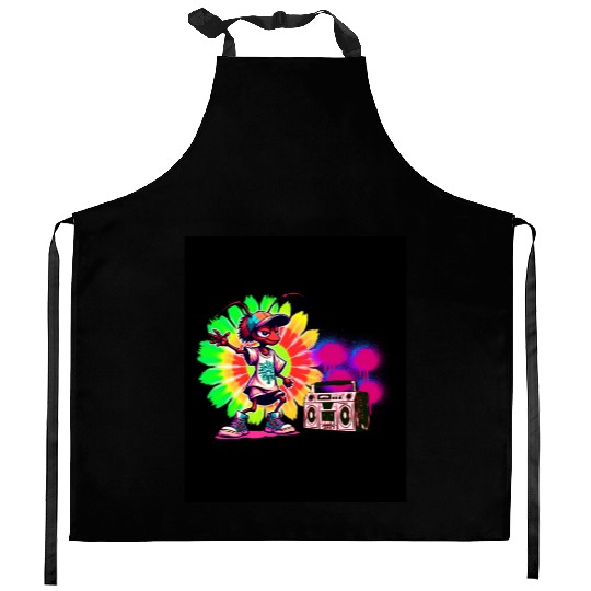 An ant that loves hip hop Kitchen Aprons