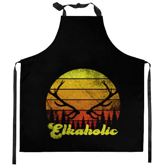 Elk Hunting Elkaholic Hunters Kitchen Aprons