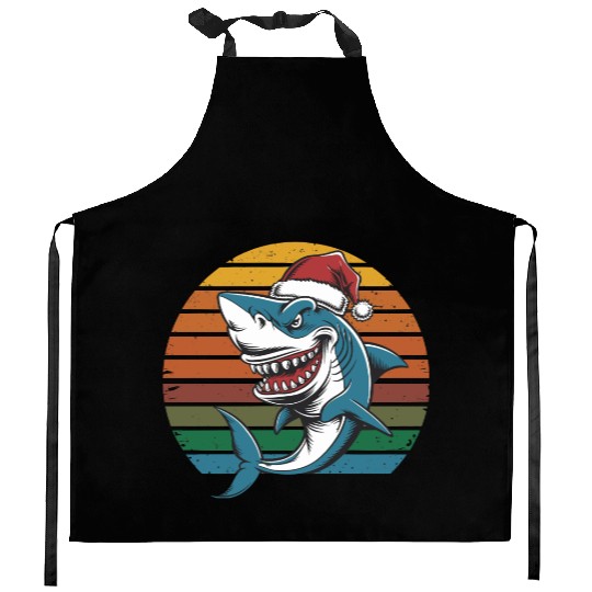 Christmas Shark Kitchen Aprons