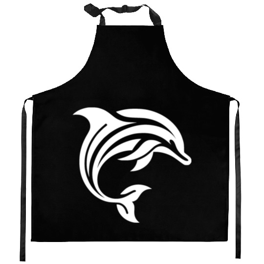 Diver T Tattoo Style Dolphin Jumping Kitchen Aprons