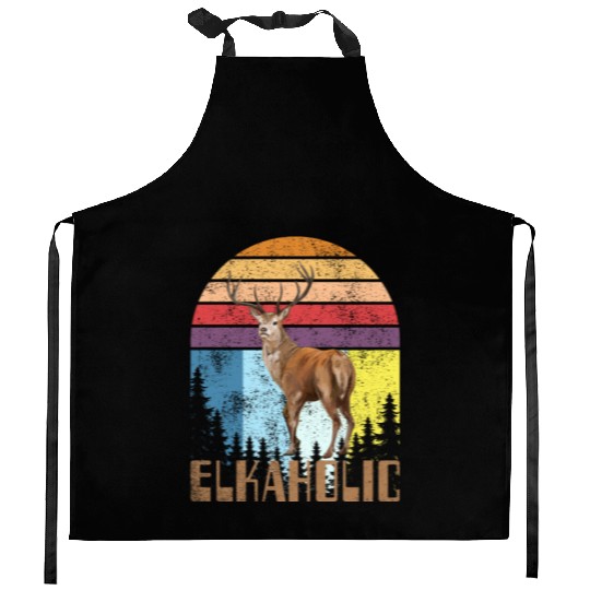 Elk Hunting Elkaholic Hunters Kitchen Aprons