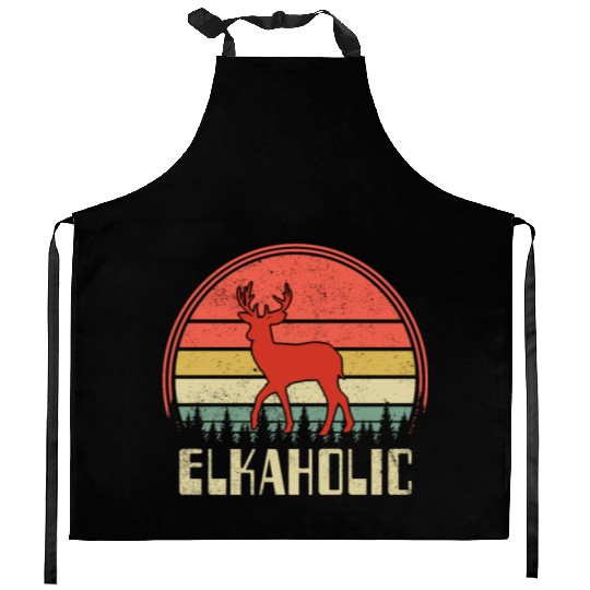 Elk Hunting Elkaholic Hunters Kitchen Aprons