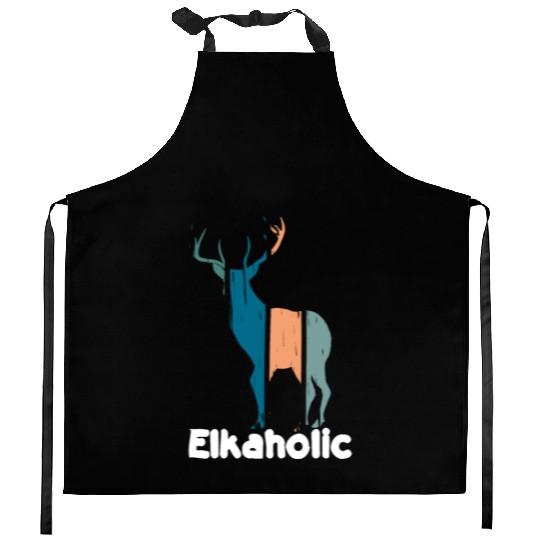 Elk Hunting Elkaholic Hunters Kitchen Aprons