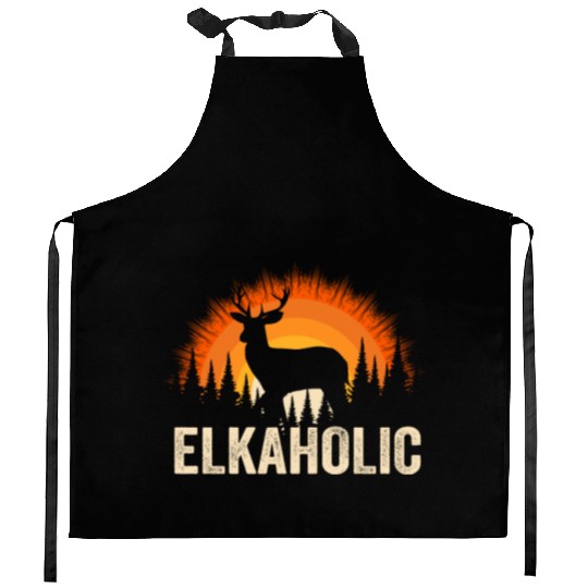 Elk Hunting Elkaholic Hunters Kitchen Aprons