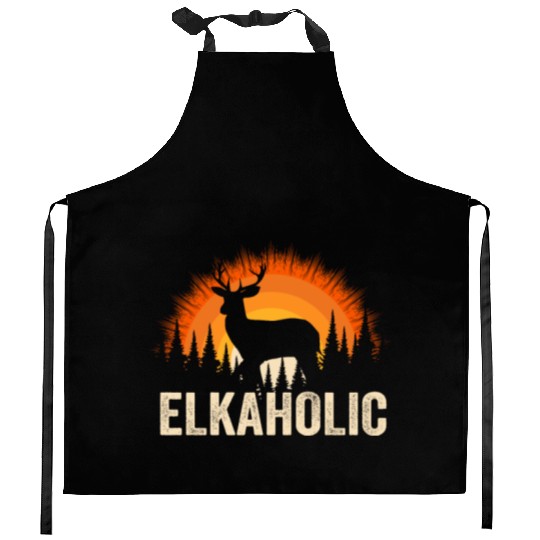 Elk Hunting Elkaholic Hunters Kitchen Aprons
