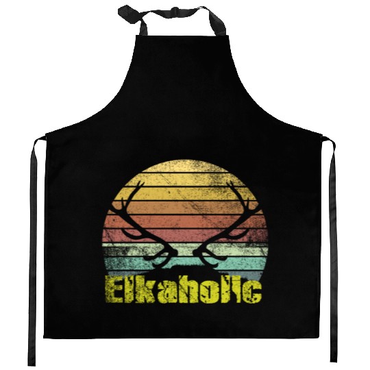 Elk Hunting Elkaholic Hunters Kitchen Aprons