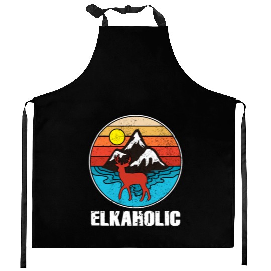 Elk Hunting Elkaholic Hunters Kitchen Aprons