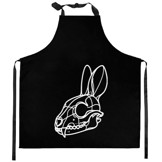 Minimalistic Vector Rabbit Skull Kids Drawing Kitchen Aprons