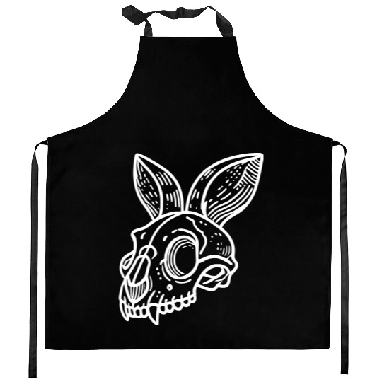 Minimalistic Vector Rabbit Skull Kids Drawing Kitchen Aprons