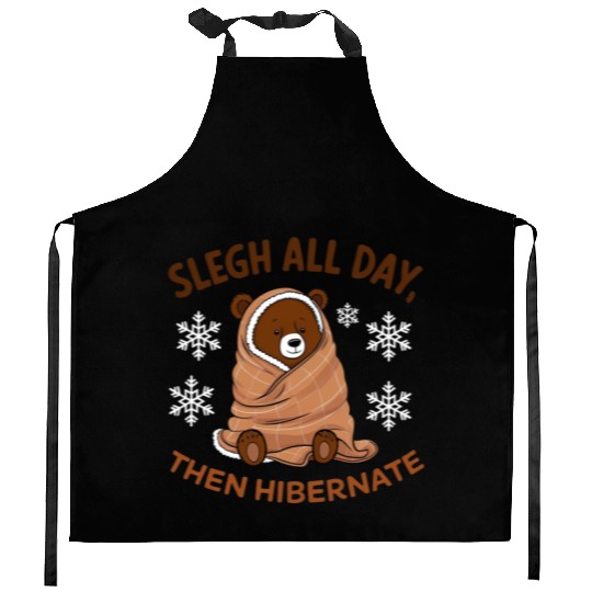 Kitchen Aprons Cozy Bear with "Sleigh All Day,