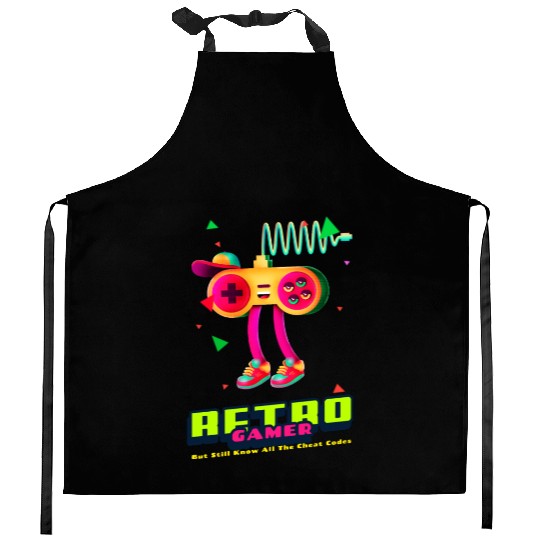 Retro Gamer But still know all the cheat codes Kitchen Aprons