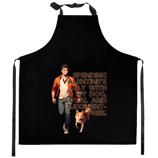 Valentines Day With My Dog Loyal Judgement Free Kitchen Aprons