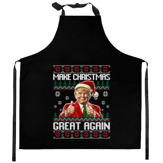 Make Christmas Great Again Xmas Funny Trump Kitchen Aprons