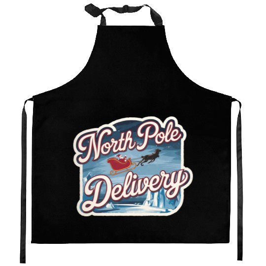 Magical Arctic Night Santa Sleigh North Pole Kitchen Aprons