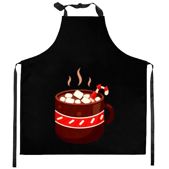 Cozy Hot Chocolate Mug Design Kitchen Aprons