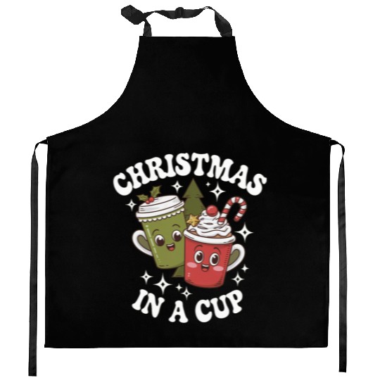 Christmas Cheer in a cup Funny Christmas Kitchen Aprons