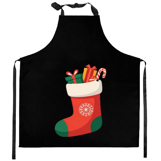 Festive Christmas Stocking Design Kitchen Aprons