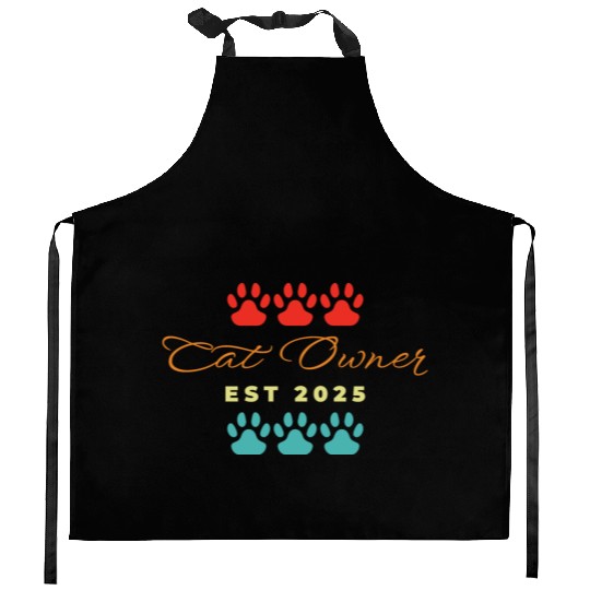 cat owner est 2025 Kitchen Aprons