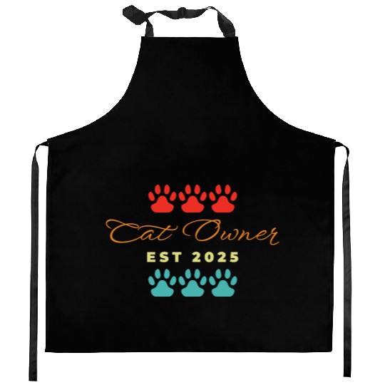 cat owner est 2025 Kitchen Aprons