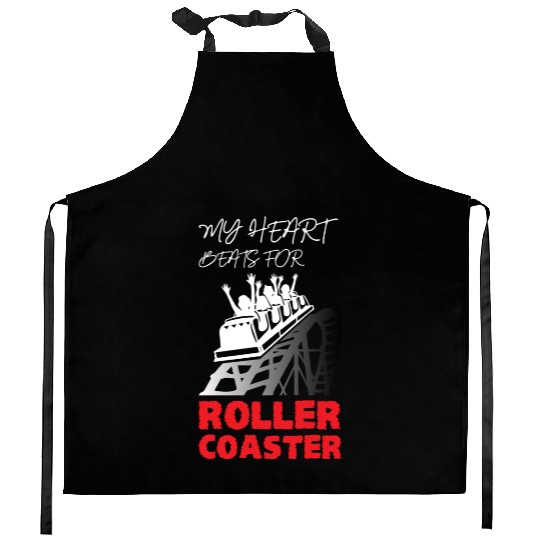 My Heart Beats for Roller Coaster Kitchen Aprons