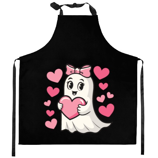 Ghost Heart, Valentines Day, Retro Valentines Kitchen Aprons