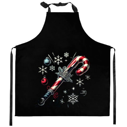 Candy Cane Swordfight: Christmas Battle & Cheer Kitchen Aprons