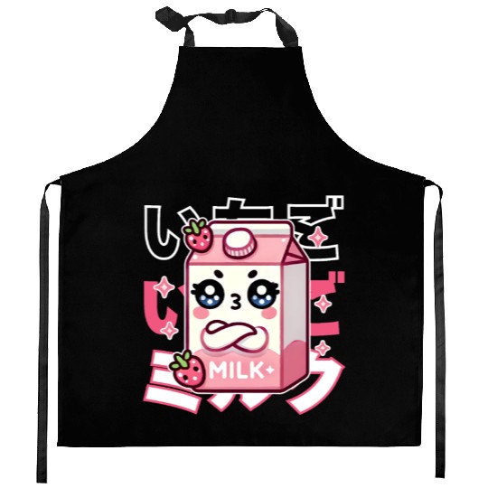 Touchy Strawberry Milk Hug Kitchen Aprons