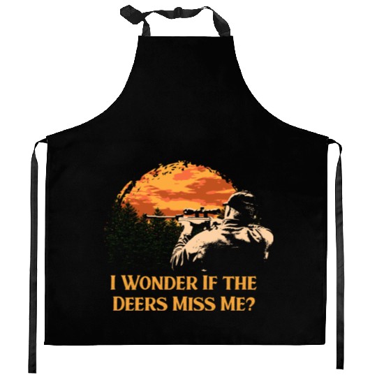 I Wonder If the Deers Miss Elk Hunting Antler Hunt Kitchen Aprons