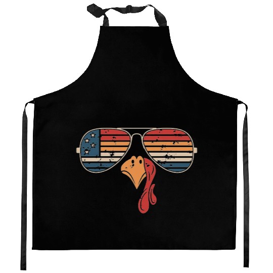 Retro USA Turkey Sunglasses Patriotic Thanksgiving Kitchen Aprons