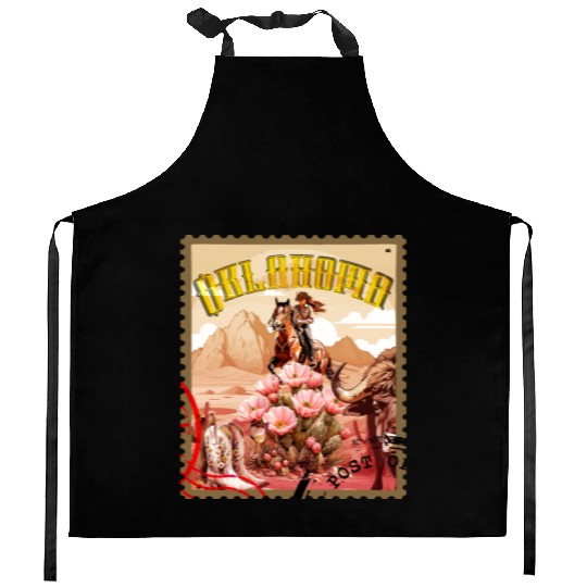 Oklahoma Cowgirl Stamp Kitchen Aprons
