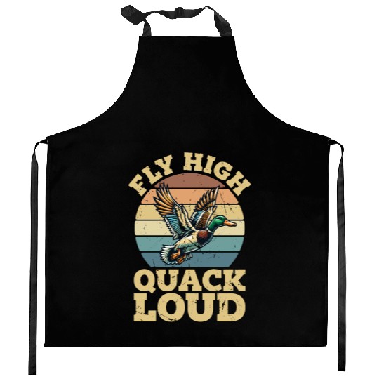 Mallard Duck Fly High Quack Loud Retro Water Bird Kitchen Aprons