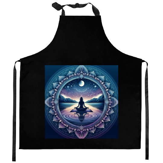Mandala yoga Kitchen Aprons