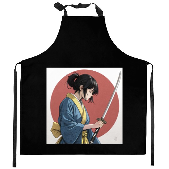 Bushido Beauty: Serene Samurai Girl, a Master Kitchen Aprons