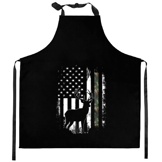 Camo US Flag Deer Elk Buck Camoflage Hunting Kitchen Aprons