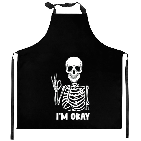 Funny face Skeleton Am Ok desgin Kitchen Aprons