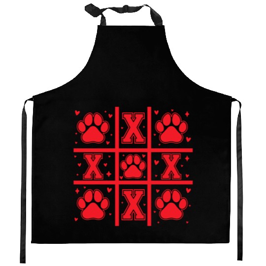 XOXO Paw Print Heart Dog Love Valentine's Day Kitchen Aprons