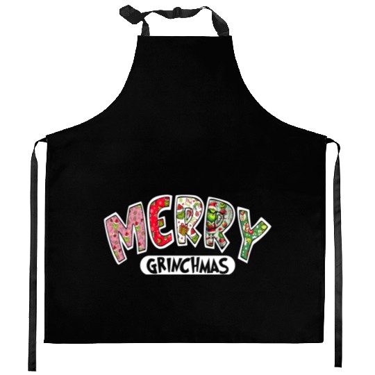 Merry Grin Happy Christmas Kitchen Aprons