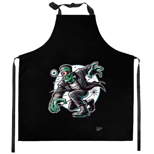 The Green One-Eyed Cyclops Monster Kitchen Aprons